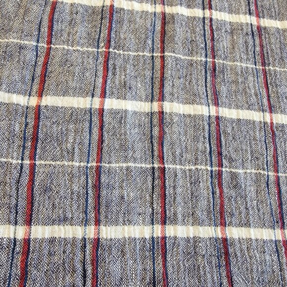 POETRY Dress Linen Blend MIDI Shirt U.S. 2 Lagenlook Relaxed Fit Plaid - Picture 3 of 10